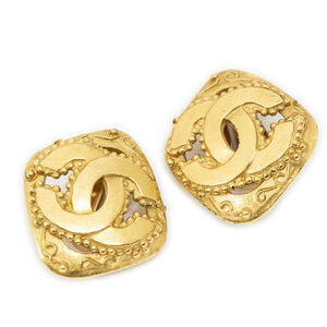 Chanel CC Diamond Clip On Earrings